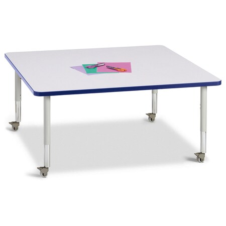 Jonti-Craft Berries Square Activity Table, 48 in. x 48 in., Mobile, Freckled Gray/Blue/Gray 6418JCM003